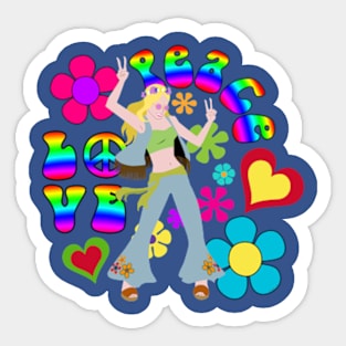 Blonde Hippy Chick Sticker